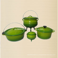 4PCS чугунная посуда в зеленом цвете